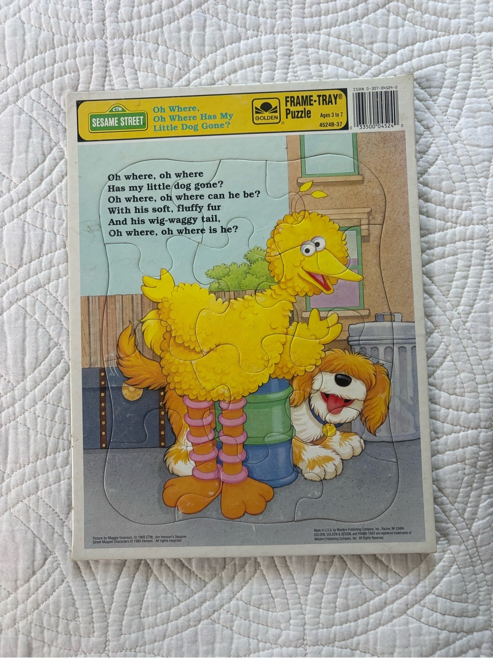 Sesame Street Big Bird & Dog Frame-Tray Puzzle 1993 Vintage
